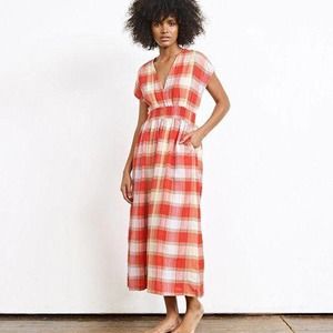Ace & Jig Faye Plaid Check Midi Dress Red Size XL
